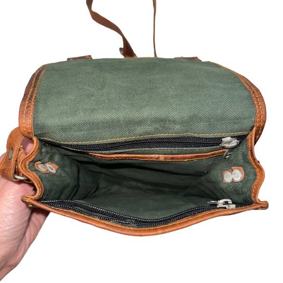 Women's Vintage Leather Crossbody Messenger Purse Front Buckles Brown - Picture 5 of 6